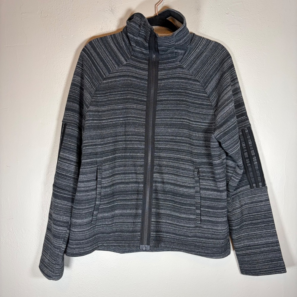 Adidas ID Stadium Full Zip Jacket Womens XL Grey‎ Space Dye CF0320 Athleisure